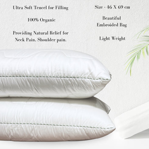 Tencel 100% Natural Fabric Pillow with Quilted Bag